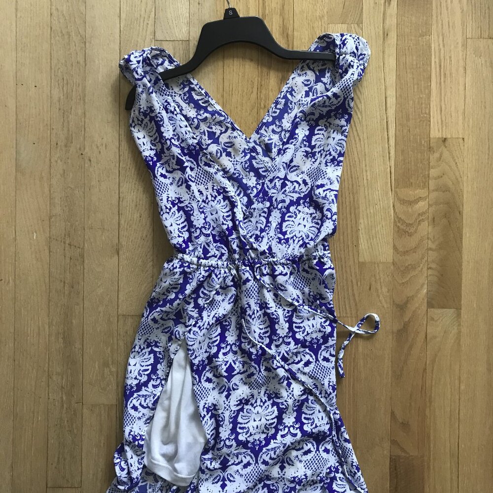 Akira Chicago Blue White Maxi Dress, Small